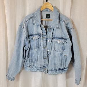 Wild Fable Oversized Denim Jacket Light Wash Distressed XXL Women’s 100% Cotton